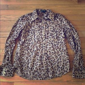 Ralph Lauren leopard print collared dress shirt